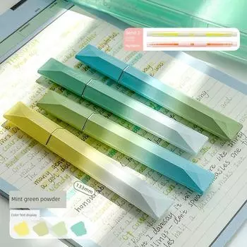 Dopamine Color Soft Head Fluorescent Pen Marker Students Use Good-looking Large Capacity Color Key Points Journal Pen [4 Pack] Mint Lime-Send 2 Double Highlighters