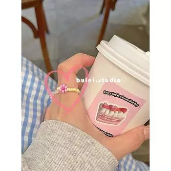 Dopamine Colorful Contrast Color Small Fresh Ring Flower Dopamine powder single flower Adjustable opening