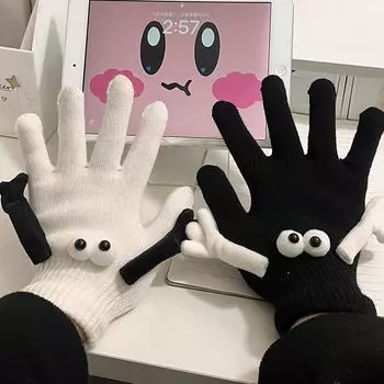 Dopamine Couple Atmosphere Sense Couple Gloves All Refer To Autumn and Winter Cold and Warm Universal Gloves Couples One Size белый