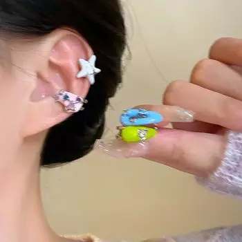 Dopamine Girl~ Цветной циркон без прокола ушей, клипсы для ушей, легкие, роскошные, темпераментные, нишевые, дизайнерские, украшения для ушей