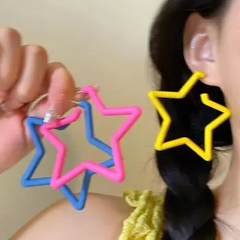 Dopamine Girl Star Серьги Spice Girl College Girly Wind Серьги Candy Color Pentagram Fashion Exaggeration небесно-голубой