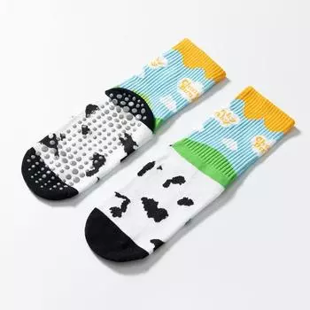 Dopamine Internet Celebrity Knee Socks Sports Room Socks Adult Female Yoga Non Slip Professional Socks Adult Pilates Socks Blue sky and white clouds