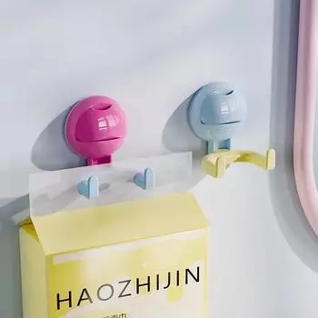 Dopamine Круглый Шар Двойной Крючок Бытовой Креативный Присоска Крючок Входная Дверь Ванная Настенный Стеллаж Для Хранения Декор фиолетовый
