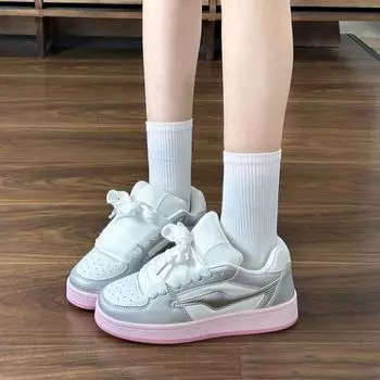 Dopamine platform silver powder bread shoes women s tide autumn and winter new versatile casual board shoes 35