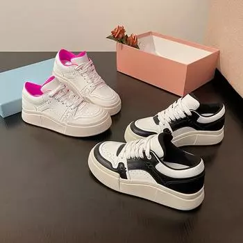 Dopamine Platform White Shoes Women s New Women s Low-Tooth Shoes Color Matching Sports Casual Shoes Women 34 чёрный