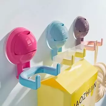 Dopamine Round Ball Double Head Hook Household Creative Suction Cup Hook Door Entrance Bathroom Wall Mounted Storage Rack Decor фиолетовый