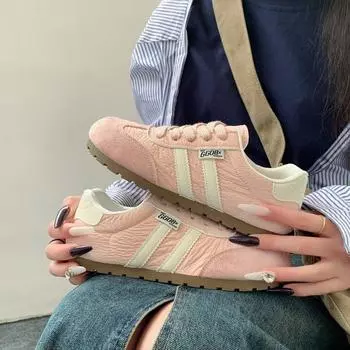 Dopamine shoes women s spring new lace-up versatile retro little white shoes student sports and leisure board shoes 35 розовый