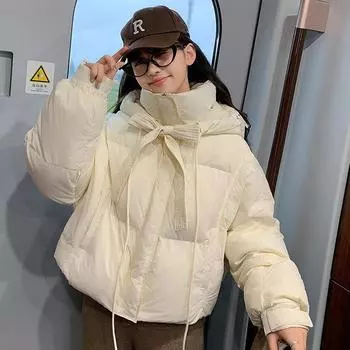 Dopamine slightly fat girl wearing hooded down cotton-padded clothes women s autumn and winter small short bread jacket S recommends [below 42.5 kg]