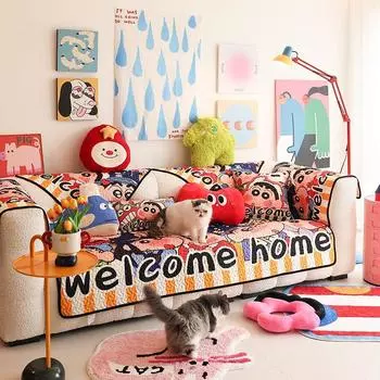 Dopamine Sofa Cushion 2025 New Arrival All Year Round Neutral Cute Cushion Fabric Non Slip Straight Row Combination Sofa Towel Cover New Help [All Year Round Wash]] 70 * 70cm