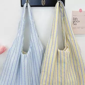 Полосатая холщовая сумка Dopamine, сумка-жилет, большая вместимость, сумка для подмышек, школьная сумка для студенток