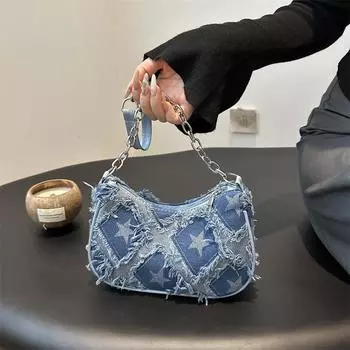 Dopamine Underarm Маленькая женская сумка в клетку со звездами Сумка-пельмень Повседневная сумка через плечо Tide