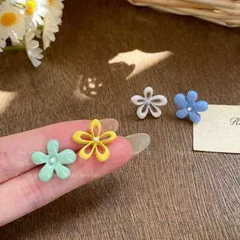 Dopamine Yellow Flower Earrings Female Summer Seaside Special-Interest Design Fancy Earrings 2025 New Arrival Cute Earrings Picture Two-piece set