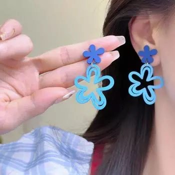 Dopamine Yellow Flower Earrings Sweet Elegant 2025 New Studs Summer All-Matching Earrings Ear Clips Blue 925 silver needle