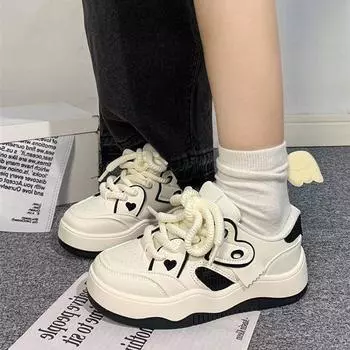 Dopamine женская обувь универсальная толстая подошва нишевая любовь белые туфли повседневная обувь для скейта 35 чёрный