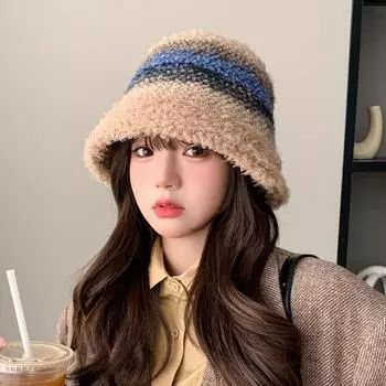 Допаминовая шерстяная шапка женская зимняя теплая холодная защита ушей вязаная плюшевая шапка-ведро большая окружность головы показать умывальник шапка M56-58cm