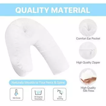 Дополнительная подушка для бокового сна, Подушка для бокового сна, U-образная подушка, Подушка для поясницы, Вакуумная упаковка для сна One Size белый