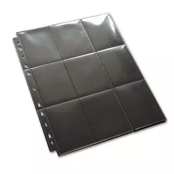 Дополнительный набор листов для картотеки, 9 вертикальных двойных черных листов [AiO JAPAN] 100, вставка, карманы, боковые, чёрный