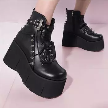 DoraTasia черные женские короткие сапоги INS Gothic Rivet High Heel, новые женские туфли Y2K Street Snap Punk Luxury Night Club 5.5