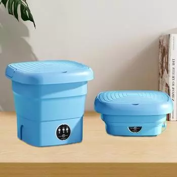 Dormitory Folding Washing Machine Bucket for Clothes Socks Underwear Cleaning Washer Portable Small Travel Washing Machine EU синий