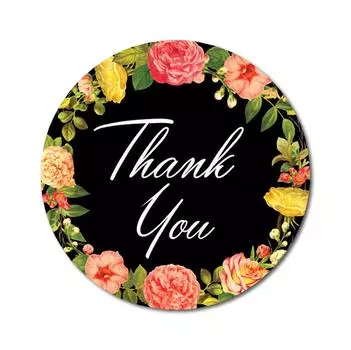 Дорогой сувенир 45 шт. круглый свадебный конверт печать черный цветочный венок спасибо наклейки-1.6 1.6 Inches Diameter розовый