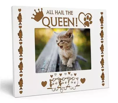 Дорогой сувенир, сделанный с любовью, настольная фоторамка с гравировкой, деревянная деревянная фоторамка All Hail The Queen Quotes, белая фоторамка 4x6 Inches Horizontal белый