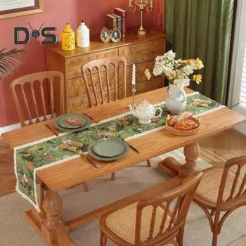 Дорожка для праздничного стола, масляная живопись, печать, стиль бохо, бахрома, декор в деревенском стиле, защита от пятен, многоразовое термостойкое украшение для стола, выпускной 30x180cm синий