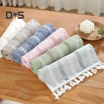 Дорожка для стола для свадебной вечеринки из сатина в скандинавском стиле, однотонная, с ажурными кисточками, устойчивая к пятнам, многоразовая, защита стола, украшение для банкета, выпускного вечера в отеле S розовый