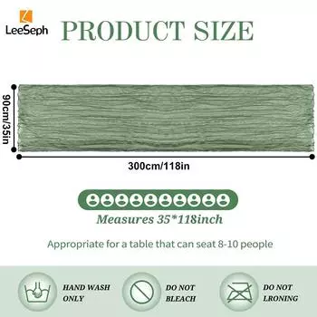 Дорожка для стола из марли Leeseph, 35 x 118 дюймов, марлевая ткань в стиле бохо, декор стола для свадебного торжества, дня рождения, вечеринки 90 x 300 cm зелёный