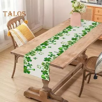 Дорожка для стола на день Св.. Украшение ко Дню Патрика Печать на клевере Простая в уходе Нескользящая Машинная стирка Для отелей, ресторанов, свадеб, банкетов Украшение столов S C