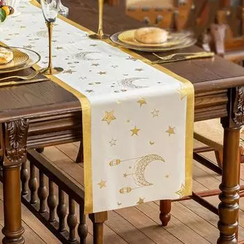 Дорожка для стола с рисунком луны и звезд Рамадан, чехол для стола, дорожка для стола Ид аль-Фитр, украшения для дома 33*180CM-Style C