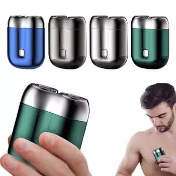 Дорожная бритва, Дорожная электробритва, Вращающаяся двухголовая электробритва, Карманная вращающаяся электробритва, Водонепроницаемая перезаряжаемая дорожная бритва для мужчин One Size