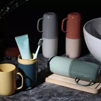 Дорожная чашка для мытья Портативный удобный пластиковый легкий дорожный чехол для зубной щетки для путешествий розовый