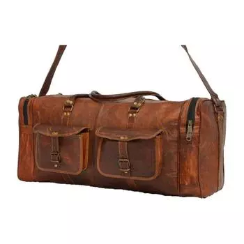 Дорожная дорожная спортивная сумка 28 дюймов, мужская коричневая винтажная натуральная кожа из козьей шкуры 28 x 9 x 11 in коричневый