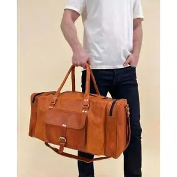 Дорожная дорожная сумка Goat Gym для выходных на ночь, новая кожаная сумка высшего качества 24 x 9 x 9 in коричневый