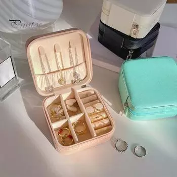Дорожная коробка-органайзер для ювелирных изделий, портативный чехол из искусственной кожи для серег, ожерелий, колец, браслетов, компактное хранилище для женщин и девочек белый