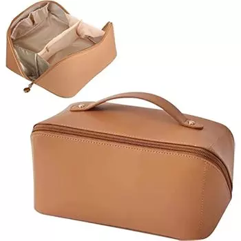 Дорожная косметичка большой емкости, кожаная косметичка, водонепроницаемая портативная косметичка, многофункциональная косметичка для хранения, дорожная косметичка коричневый