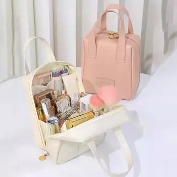 Дорожная косметичка большой емкости, удобная металлическая молния, портативный косметический органайзер для женских аксессуаров чёрный