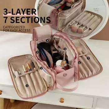 Дорожная косметичка большой вместимости розовый