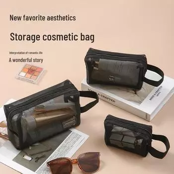 Дорожная косметичка из нейлоновой сетки с индивидуальным логотипом - портативное хранилище туалетных принадлежностей Octagonal bag-small size (11*4*8) бежевый