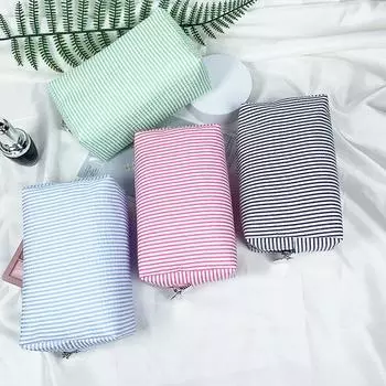 Дорожная косметичка, модные женские косметички с рюшами, розовые/фиолетовые полосатые сумки для хранения, женские сумки на молнии