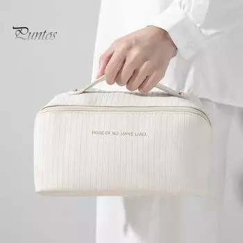 Дорожная косметичка, водонепроницаемая, из искусственной кожи, большой вместимости, с несколькими отделениями и ручкой, косметичка серый