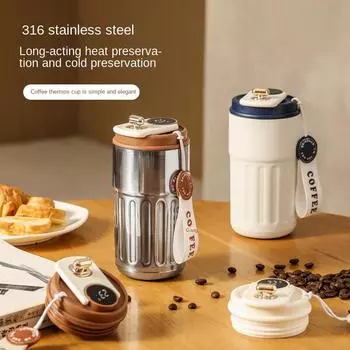 Дорожная кружка с дисплеем температуры Термос из нержавеющей стали Вакуумная кружка Портативная кофейная кружка Термофляга Подходит для зимы и лета 450 чёрный