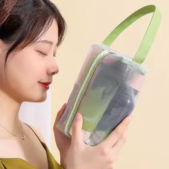 Дорожная несессер-кошелек Прозрачная корейская сумка для хранения на молнии Косметичка Женская косметичка Сумка для туалетных принадлежностей S серый