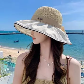 Дорожная пляжная шляпа, весенняя шляпа, женская модная дышащая шляпа-ведро с большими полями, летняя шляпа от солнца One size розовый