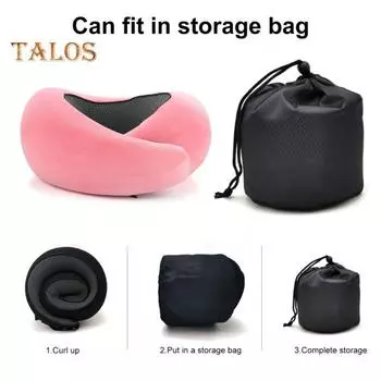 Дорожная подушка для шеи, подушка для поддержки шеи из пены с эффектом памяти, регулируемый эргономичный дизайн, моющаяся подушка для поддержки шеи розовый