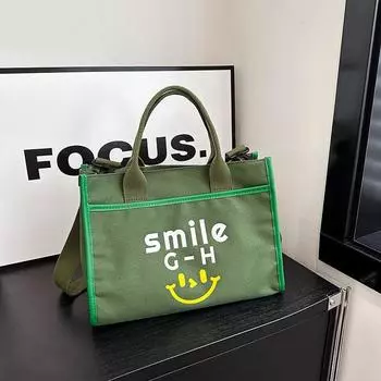 Дорожная портативная сумка большой вместимости, женская весенняя новинка 2024 года, простая холщовая сумка-тоут, повседневная сумка через плечо