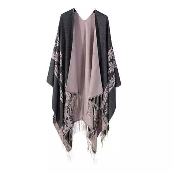 Дорожная шаль Женская верхняя одежда Фото Двусторонняя накидка в этническом стиле Геометрический узор Бахрома Шаль для комнаты с кондиционером One Size