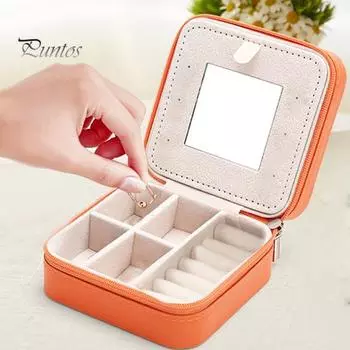 Дорожная шкатулка для драгоценностей с зеркалом, мягкая подкладка, кольца с несколькими отделениями, ожерелья, серьги, браслет, дорожный футляр для ювелирных изделий, органайзер для женщин и девочек чёрный