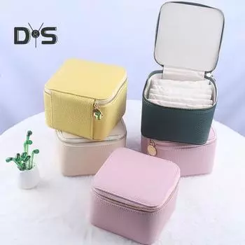 Дорожная шкатулка для украшений с карманами на молнии, пылезащитная компактная переносная шкатулка для хранения сережек, ожерелий, колец, футляр для ювелирных изделий бежевый