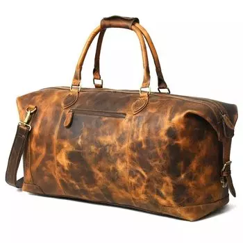Дорожная спортивная сумка из натуральной кожи Багаж на выходные из кожи буйвола Спортивная сумка 24 x 10 x 10 in коричневый
